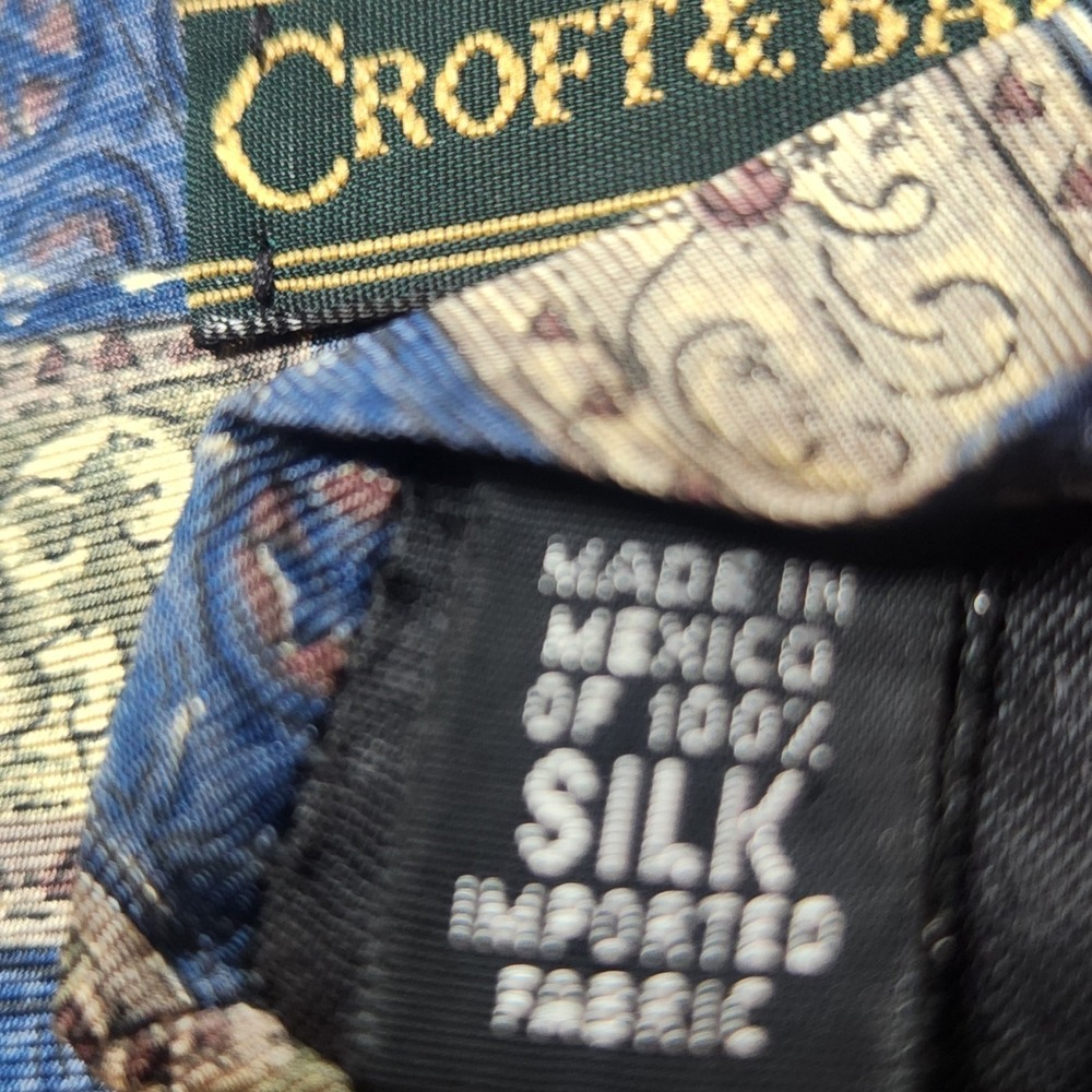 Croft & Barrow Silk Tie Men's Geometric Patchwork Multipattern Vintage Y2K 90s - Picture 3 of 5